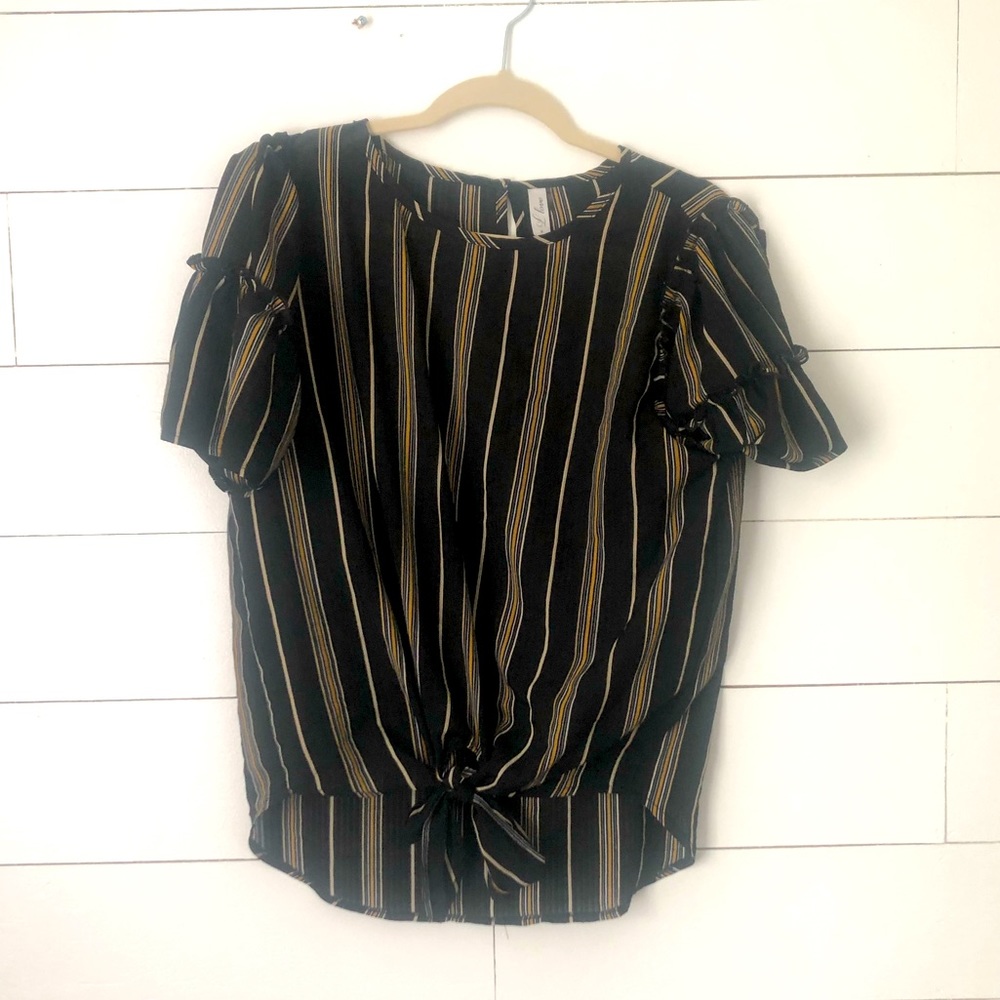 Super cute puff sleeve and vertical stripped top